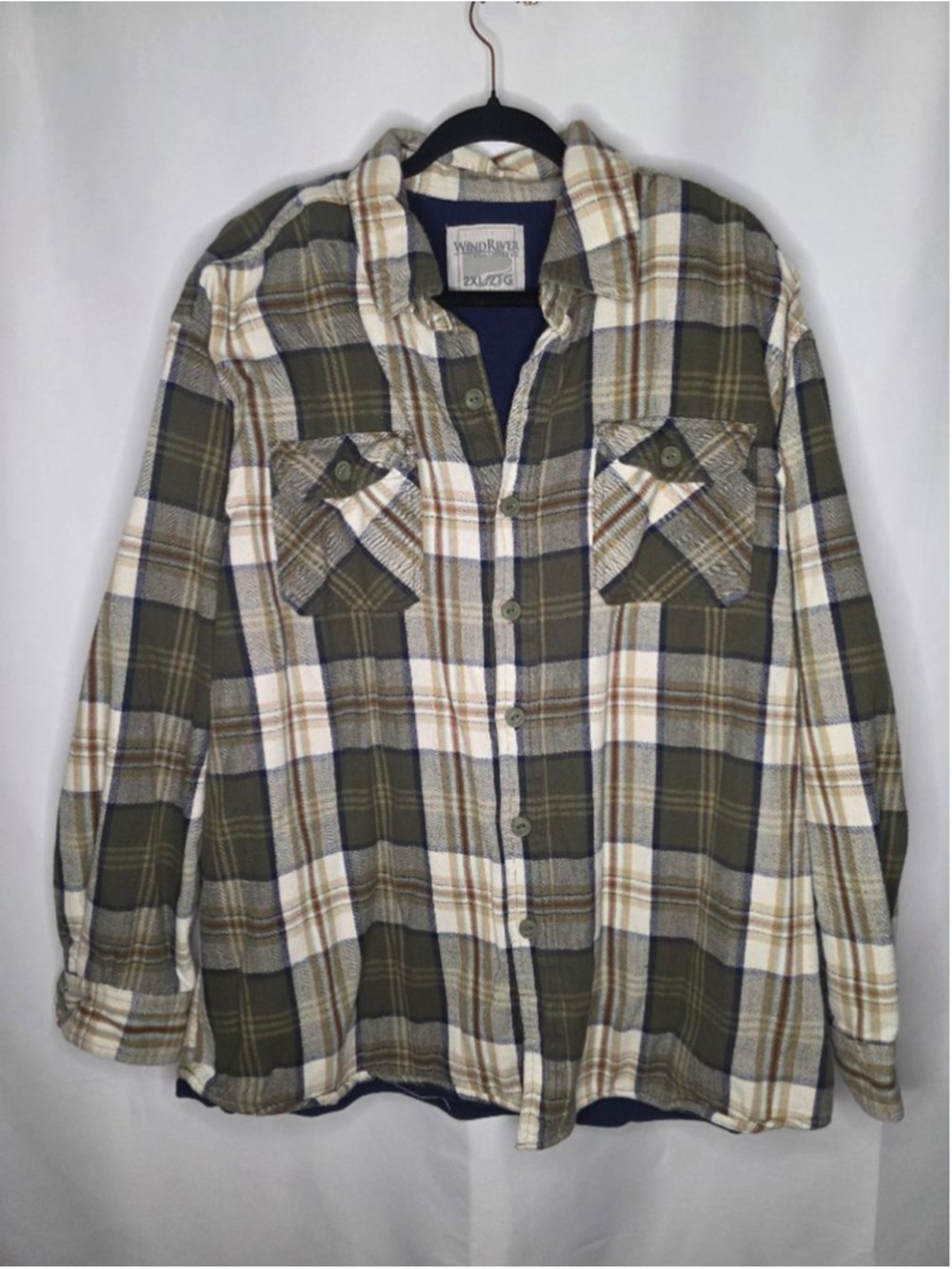 WindRiver Men's Plaid Shirt Jacket Green White XXL